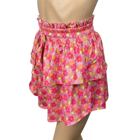 Love Shack Fancy Citrine Passion Sound Beach Floral Ruffle Mini Skirt SZ XS - Picture 9 of 13